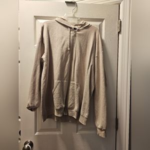 Oversized Tan Zip-up Hoodie